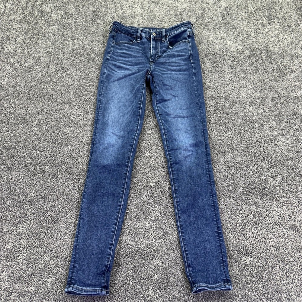 American Eagle High Rise Jegging Jeans Womens 6 Long Blue Medium Wash Stretch